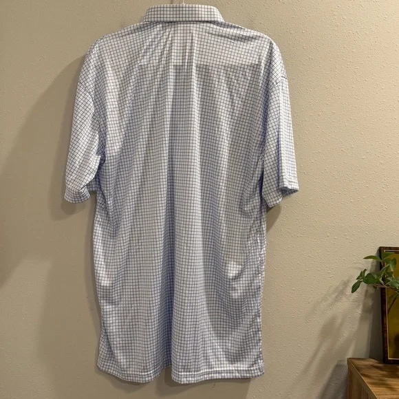 Collars and Co NWT Size XL Thin Blue Check Dress Collar Polo Performance Stretch - Picture 2 of 6
